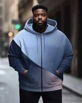 Men's Big & Tall Casual Abstract Art Color Block Graphic Zip Hoodie